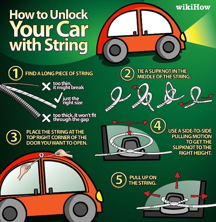 Unlock car with string
