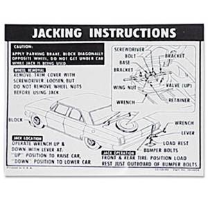Classic Nova & Chevy II Parts - Decals & Stickers - Jack Instruction Decals