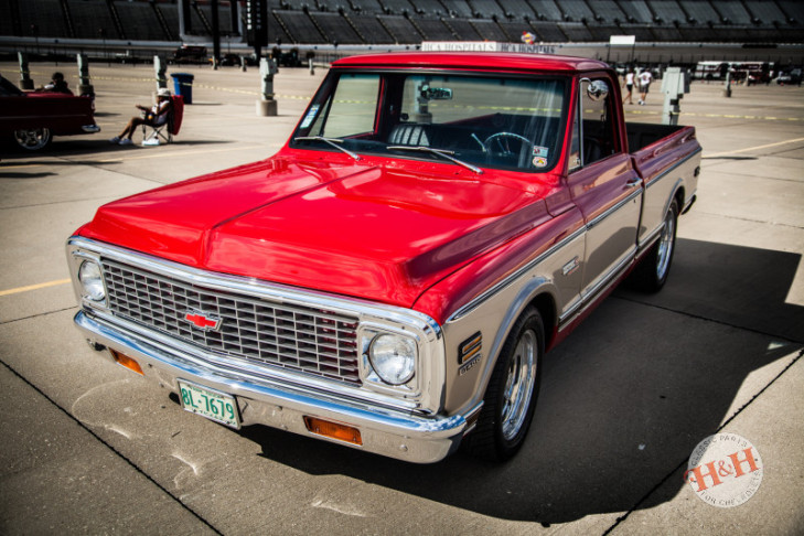 Green classic Chevy pickup