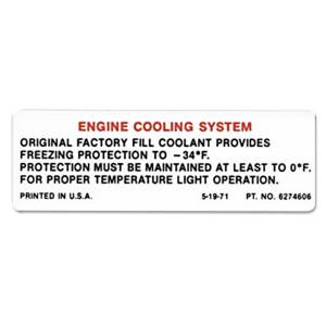 Decals & Stickers - Cooling System Decals