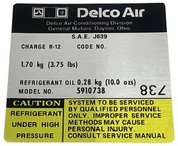 Delco AC Compressor Decal | 1981-82 Camaro | Jim Osborn Reproductions | 41166