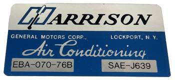 Harrision AC Evaporator Box Decal | 1976 Camaro | Jim Osborn Reproductions | 41154