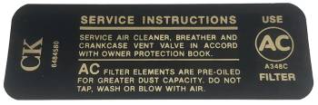 Air Cleaner Service Decal | 1969 Camaro | Jim Osborn Reproductions | 41124