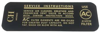 Air Cleaner Service Decal | 1968 Camaro | Jim Osborn Reproductions | 41121