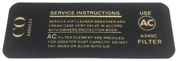 Air Cleaner Service Decal | 1968 Camaro | Jim Osborn Reproductions | 41122