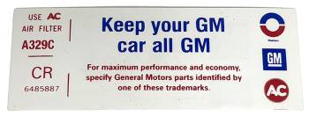 Keep Your GM All GM Decal | 1972 Camaro Z/28 | Jim Osborn Reproductions | 41130