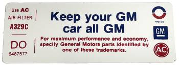 Keep Your GM All GM Decal | 1973 Camaro Z/28 | Jim Osborn Reproductions | 41131