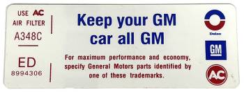 Keep Your GM All GM Decal | 1976 Camaro | Jim Osborn Reproductions | 41135