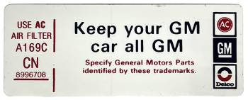 Keep Your GM All GM Decal | 1979 Camaro   Gauges | Jim Osborn Reproductions | 41140