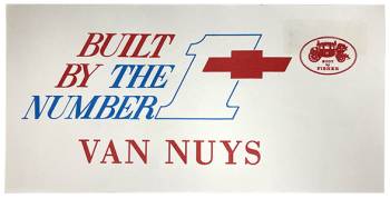 Van Nuys #1 Team Window Card | 1967-68 Camaro | Jim Osborn Reproductions | 41256