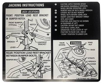 Jack Instruction | 1970 Camaro | Jim Osborn Reproductions | 41273