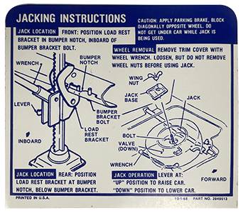 Jack Instruction | 1969 Camaro | Jim Osborn Reproductions | 41270