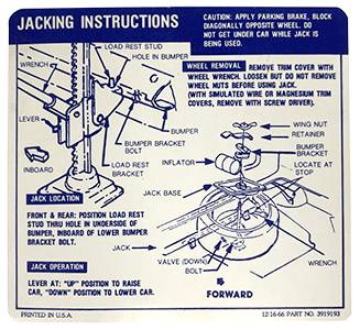 Jack Instruction | 1967-68 Camaro | Jim Osborn Reproductions | 41263