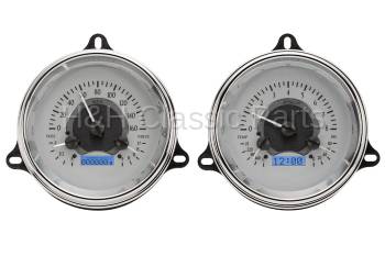 Dakota Digital VHX Gauge System Silver Alloy Blue | 1954 Chevy Truck | Dakota Digital | 50980