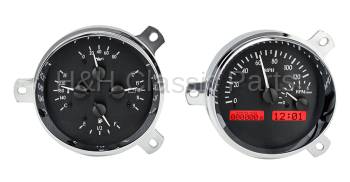 Dakota Digital VHX Gauge System Black Alloy Red | 1951-52 Chevy Car | Dakota Digital | 70108