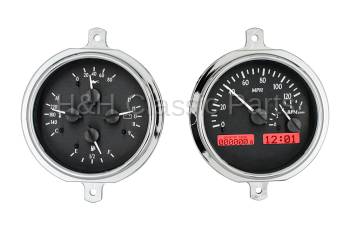Dakota Digital VHX Gauge System Black Alloy Red | 1951-52 Ford Truck | Dakota Digital | 80020