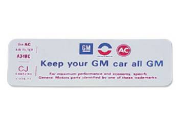 Jim Osborn Reproductions - Keep Your GM all GM Air Cleaner Decal - Image 1