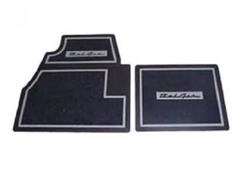 Danchuk MFG - Carpet/Rubber Floor Mats with Bel-Air Script Black (4 pcs) - Image 1