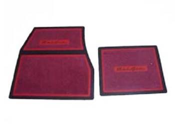 Danchuk MFG - Carpet/Rubber Floor Mats with Bel-Air Script Red (4 pcs) - Image 1
