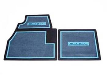 Danchuk MFG - Carpet/Rubber Floor Mats with Bel-Air Script Blue (4 pcs) - Image 1