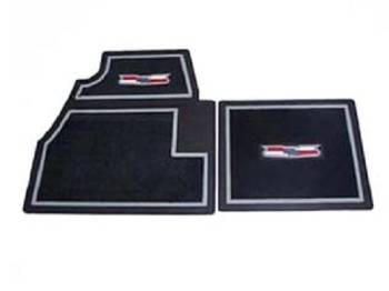 Danchuk MFG - Carpet/Rubber Floor Mats with Crest Emblem Black (4 pcs) - Image 1