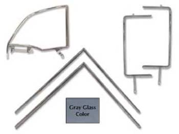 H&H Classic Parts - 6-pc Side Glass Set with Chrome Frames (Gray) - Image 1