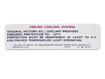 Jim Osborn Reproductions - Cooling System Warning Decal - Image 1