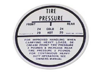 Jim Osborn Reproductions - Tire Pressure Decal - Image 1