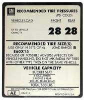 Tire Pressure Decal