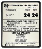 Tire Pressure Decal