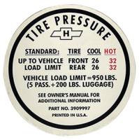 Tire Pressure Decal