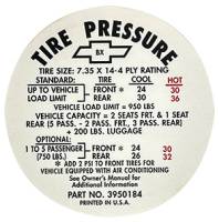 Tire Pressure Decal