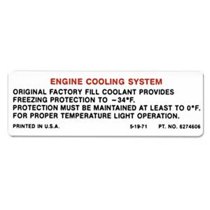 Cooling System Decals