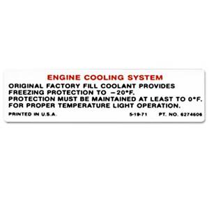 Cooling System Decals