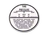 Interior Restoration Parts & Trim - Interior Decals - Jim Osborn Reproductions - Tire Pressure Decal