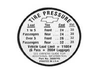 Interior Parts & Trim - Interior Decals - Jim Osborn Reproductions - Tire Pressure Decal