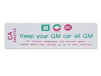 Keep Your GM all GM Air Cleaner Decal