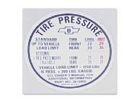 Decals & Stickers - Interior Decals - Jim Osborn Reproductions - Tire Pressure Decal