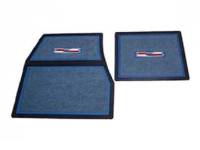 Carpet/Rubber Floor Mats with Crest Emblem Blue (4 pcs)
