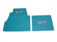 Floor Mats - Rubber Floor mats - Danchuk MFG - Rubber Floor Mats with Crest Emblem Turquoise (4 pcs)
