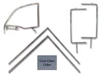 H&H Classic Parts - 6-pc Side Glass Set with Chrome Frames (Gray)
