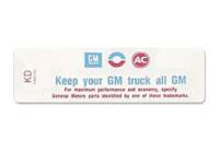 Decals & Stickers - Air Cleaner Decals - Jim Osborn Reproductions - Keep Your Truck All GM Decal